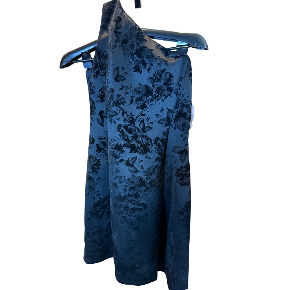Prosecco Womens One Shoulder Velvet BLACK Floral Cocktail Dress Black 10 NEW